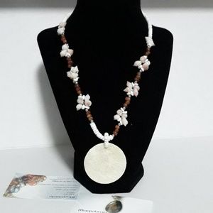 MOTHER Shell With Amber Necklace